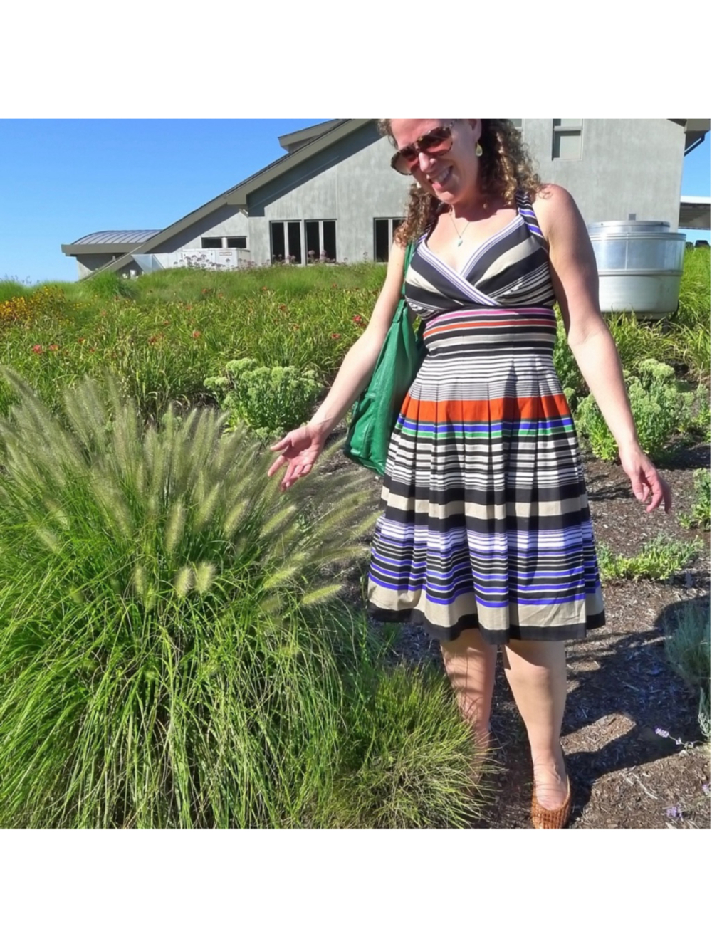 Calvin Klein Multicolor Striped Fit & Flare Pleated Sundress Cotton Stretch Midi - Picture 5 of 16